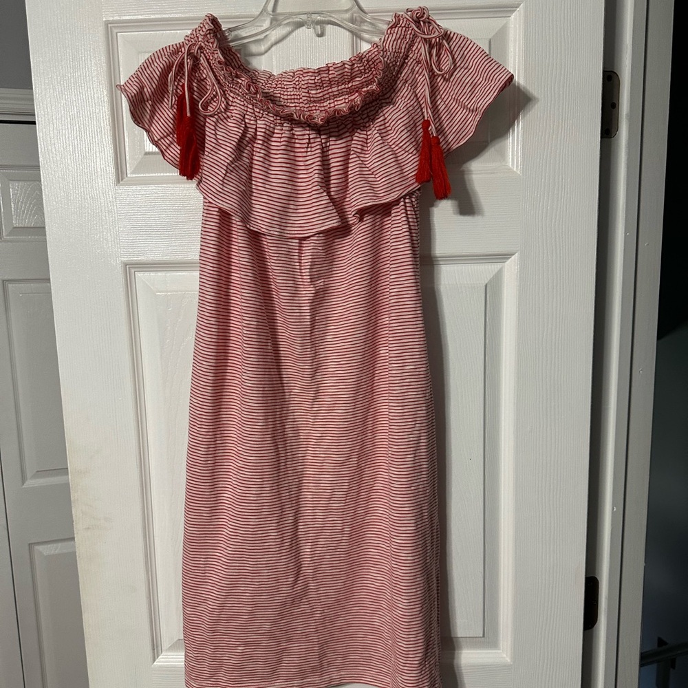 LOFT Striped Off Shoulder Casual Summer Dress